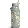 image:imageHydro Flask Water Bottle  Insulated Stainless Steel  Wide Straw Lid Non Spill Leakproof in 24 Oz Forest Green ArcBotanical Bliss Agave