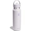 image:imageHydro Flask Water Bottle  Insulated Stainless Steel  Wide Straw Lid Non Spill Leakproof in 24 Oz Forest Green ArcCLOUD PINK