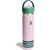 image:imageHydro Flask Water Bottle  Insulated Stainless Steel  Wide Straw Lid Non Spill Leakproof in 24 Oz Forest Green ArcCampus Pink