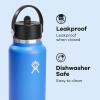 image:imageHydro Flask Water Bottle  Insulated Stainless Steel  Wide Straw Lid Non Spill Leakproof in 24 Oz Forest Green ArcCascade