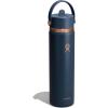image:imageHydro Flask Water Bottle  Insulated Stainless Steel  Wide Straw Lid Non Spill Leakproof in 24 Oz Forest Green ArcHarbor Blue Arc