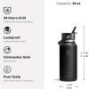 image:imageHydro Flask Water Bottle  Insulated Stainless Steel  Wide Straw Lid Non Spill Leakproof in 24 Oz Forest Green ArcPOPSTAR PINK