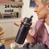 image:imageHydro Flask Water Bottle  Insulated Stainless Steel  Wide Straw Lid Non Spill Leakproof in 24 Oz Forest Green ArcTONAL WHITE