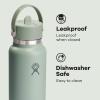 image:imageHydro Flask Water Bottle  Insulated Stainless Steel  Wide Straw Lid Non Spill Leakproof in 24 Oz Forest Green ArcTonal Agave