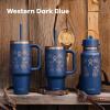 image:imageHydro Flask Water Bottle  Insulated Stainless Steel  Wide Straw Lid Non Spill Leakproof in 24 Oz Forest Green ArcWestern Dark Blue