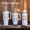 image:imageHydro Flask Water Bottle  Insulated Stainless Steel  Wide Straw Lid Non Spill Leakproof in 24 Oz Forest Green ArcWestern Light Blue