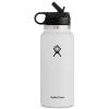 image:imageHydro Flask Water Bottle  Insulated Stainless Steel  Wide Straw Lid Non Spill Leakproof in 24 Oz Forest Green ArcWhite