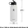 image:imageHydro Flask Water Bottle  Insulated Stainless Steel  Wide Straw Lid Non Spill Leakproof in 24 Oz Forest Green ArcWhite