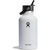 image:imageHydro Flask Water Bottle  Insulated Stainless Steel  Wide Straw Lid Non Spill Leakproof in 24 Oz Forest Green ArcWhite