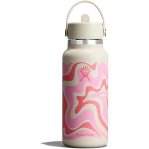 image:imageHydro Flask Water Bottle  Insulated Stainless Steel  Wide Straw Lid Non Spill Leakproof in 24 Oz Forest Green ArcCALLIE PINK