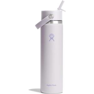 image:imageHydro Flask Water Bottle  Insulated Stainless Steel  Wide Straw Lid Non Spill Leakproof in 24 Oz Forest Green ArcCLOUD PINK