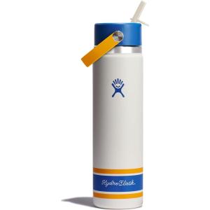 image:imageHydro Flask Water Bottle  Insulated Stainless Steel  Wide Straw Lid Non Spill Leakproof in 24 Oz Forest Green ArcCampus Ivory