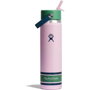 image:imageHydro Flask Water Bottle  Insulated Stainless Steel  Wide Straw Lid Non Spill Leakproof in 24 Oz Forest Green ArcCampus Pink