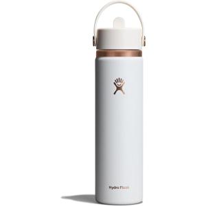 image:imageHydro Flask Water Bottle  Insulated Stainless Steel  Wide Straw Lid Non Spill Leakproof in 24 Oz Forest Green ArcChalk White Arc