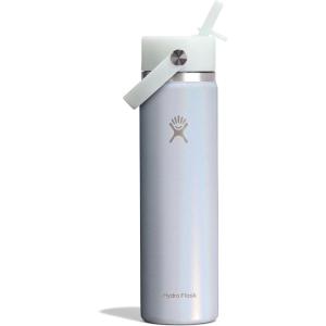 image:imageHydro Flask Water Bottle  Insulated Stainless Steel  Wide Straw Lid Non Spill Leakproof in 24 Oz Forest Green ArcGlimmer Blue