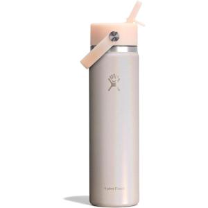 image:imageHydro Flask Water Bottle  Insulated Stainless Steel  Wide Straw Lid Non Spill Leakproof in 24 Oz Forest Green ArcGlimmer Cream