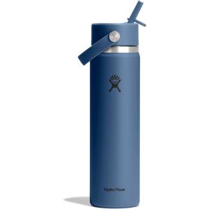 image:imageHydro Flask Water Bottle  Insulated Stainless Steel  Wide Straw Lid Non Spill Leakproof in 24 Oz Forest Green ArcHARBOR BLUE