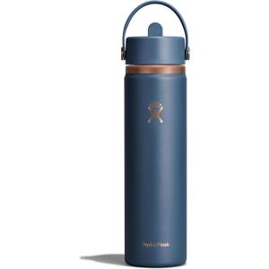 image:imageHydro Flask Water Bottle  Insulated Stainless Steel  Wide Straw Lid Non Spill Leakproof in 24 Oz Forest Green ArcHarbor Blue Arc