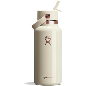 image:imageHydro Flask Water Bottle  Insulated Stainless Steel  Wide Straw Lid Non Spill Leakproof in 24 Oz Forest Green ArcLinen Rose Gold