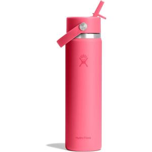 image:imageHydro Flask Water Bottle  Insulated Stainless Steel  Wide Straw Lid Non Spill Leakproof in 24 Oz Forest Green ArcPOPSTAR PINK