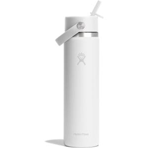 image:imageHydro Flask Water Bottle  Insulated Stainless Steel  Wide Straw Lid Non Spill Leakproof in 24 Oz Forest Green ArcTONAL WHITE