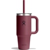 image:imageHydro Flask 24 Oz Travel Tumbler with Handle Clear Lid and Straw  Insulated Stainless Steel in 24 Oz Palmer GreenBurgundy