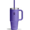 image:imageHydro Flask 24 Oz Travel Tumbler with Handle Clear Lid and Straw  Insulated Stainless Steel in 24 Oz Palmer GreenUTOPIA PURPLE