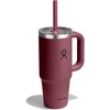 image:imageHydro Flask 24 Oz Travel Tumbler with Handle Clear Lid and Straw  Insulated Stainless Steel in 24 Oz Palmer GreenBurgundy