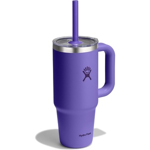 image:imageHydro Flask 24 Oz Travel Tumbler with Handle Clear Lid and Straw  Insulated Stainless Steel in 24 Oz Palmer GreenUTOPIA PURPLE