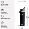 image:imageHydro Flask Water Bottle  Insulated Stainless Steel  Wide Mouth Flex Straw Lid Non Spill Leakproof and Refillable in 32 Oz Deep TealGLIMMER CREAM