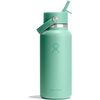 image:imageHydro Flask Water Bottle  Insulated Stainless Steel  Wide Mouth Flex Straw Lid Non Spill Leakproof and Refillable in 32 Oz Deep TealMERMAID GREEN